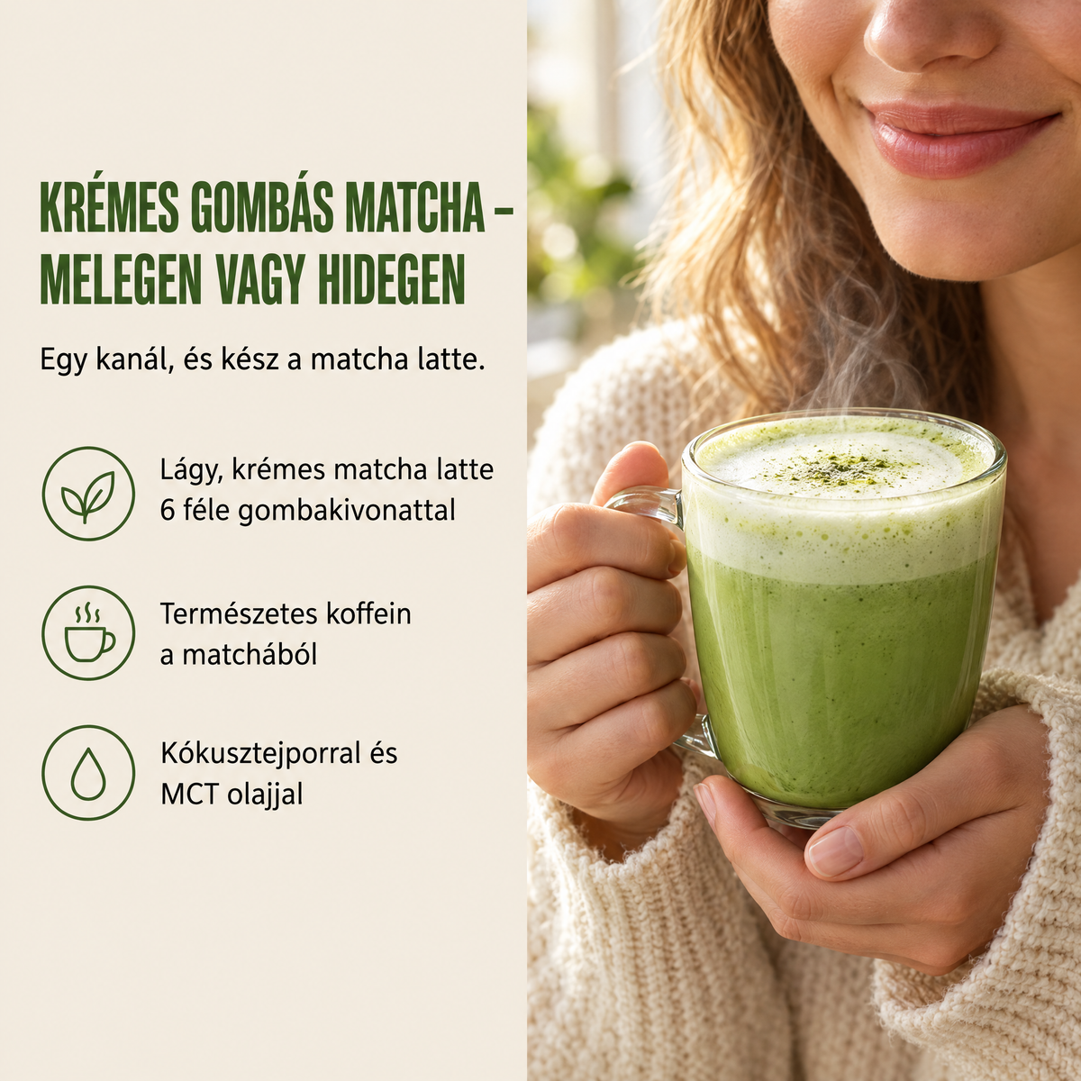 Krémes gombás matcha latte – melegen vagy hidegen